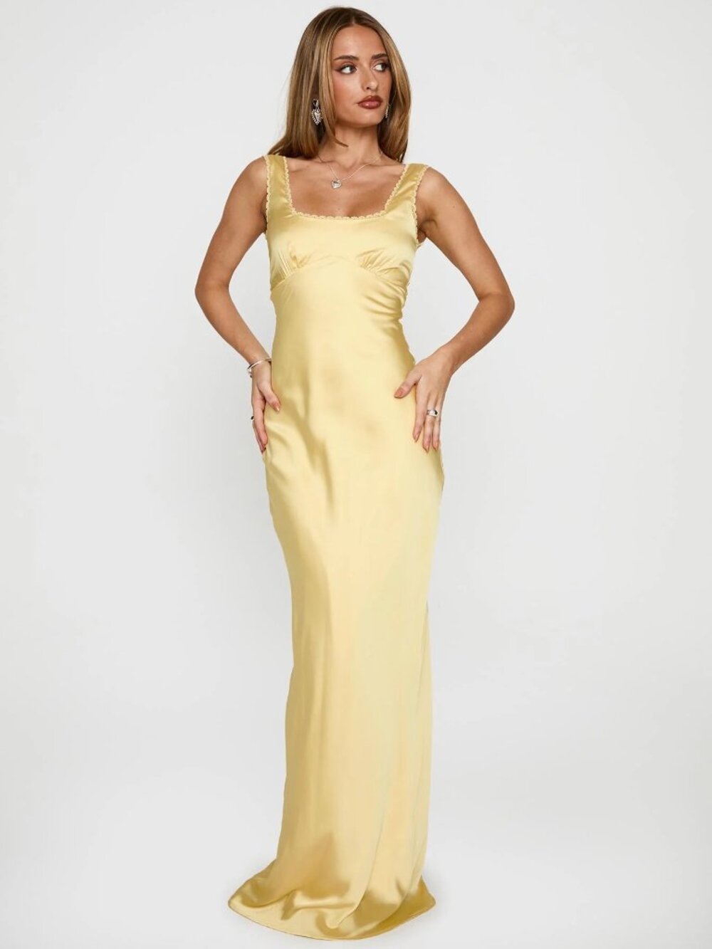 Satin Yellow Maxi Dress